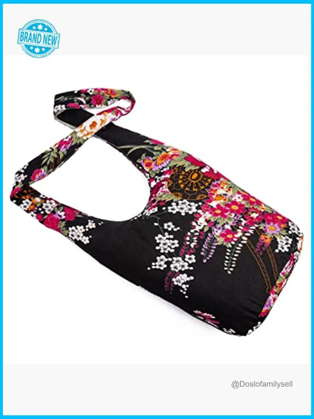 Canvas Hippie Crossbody Bag Boho Hobo Shoulder Bag Large Loose Style